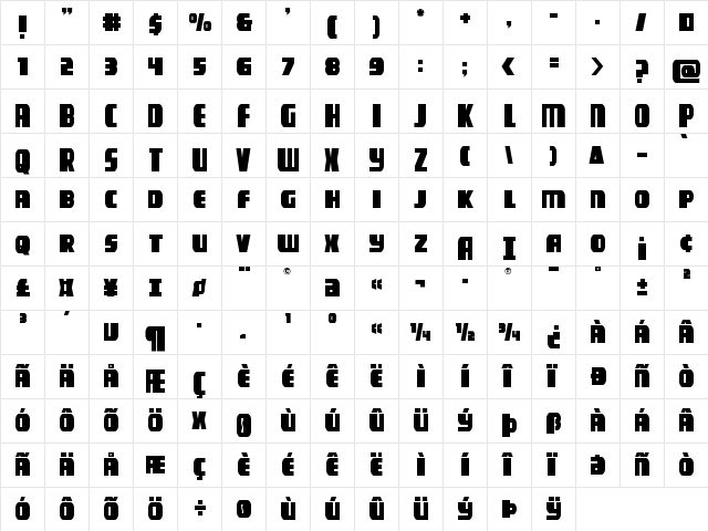 Camp Justice Drop Case Regular  glyph index
