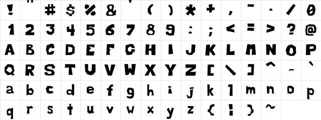 AllegroCartoon Regular  glyph index