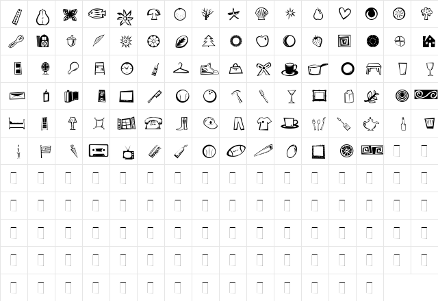 Df Regular  glyph index