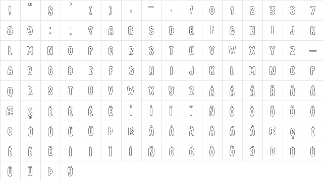 DK Cool Daddy Outline Regular  glyph index