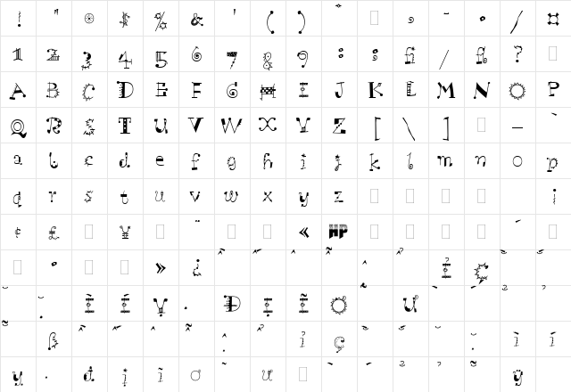 HP-Di ung Regular  glyph index