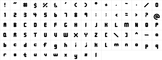 208 208  glyph index