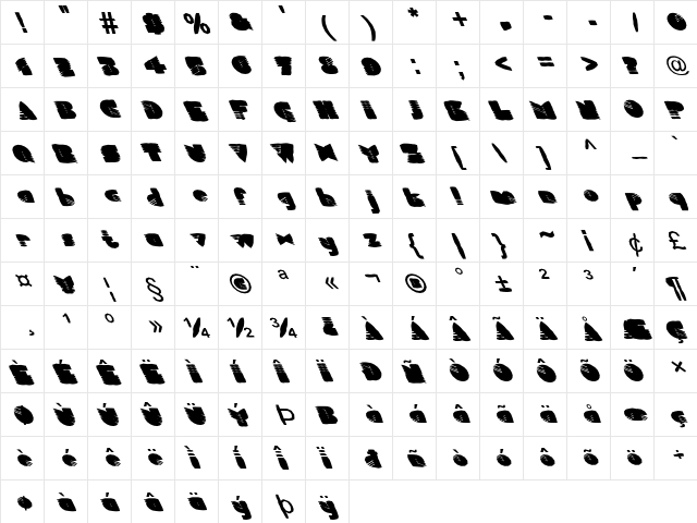 FZ UNIQUE 11 MANGLED LEFTY Normal  glyph index