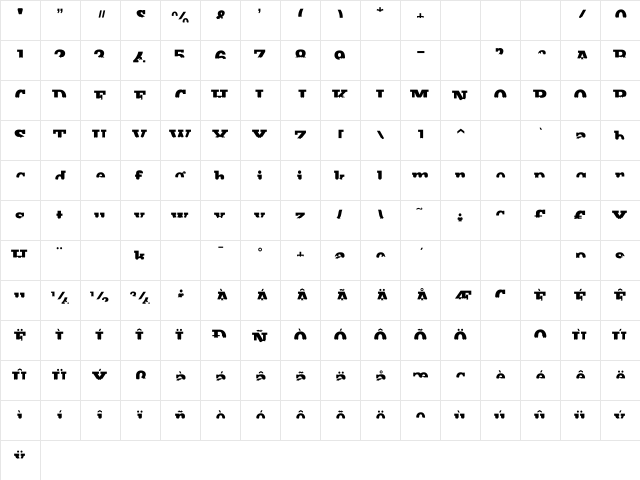 Main Strike Half Fill Regular  glyph index