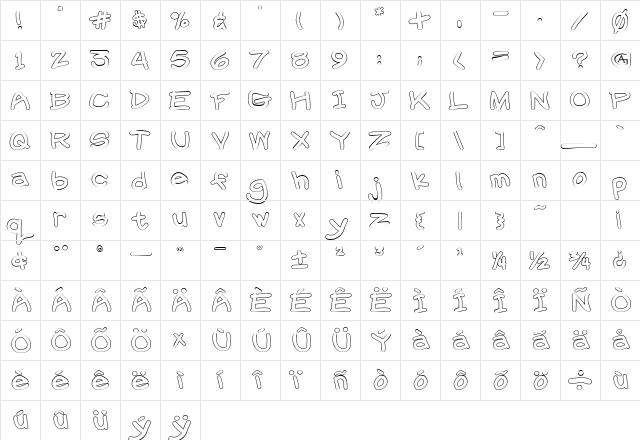 Chalk Outlines Regular  glyph index