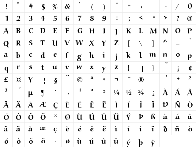 URW Alcuin T Regular  glyph index