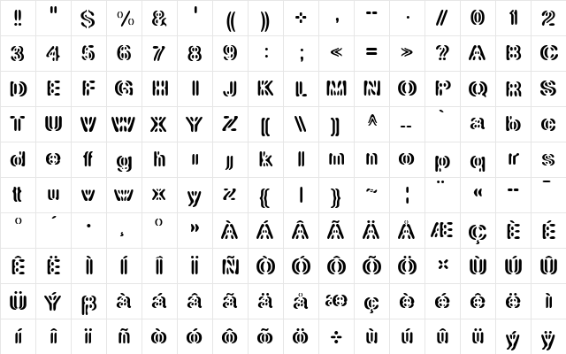 LinotypeElement Regular  glyph index