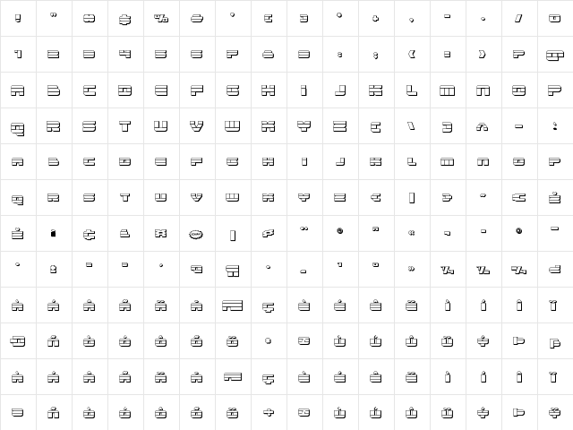 Quicken 3D Regular  glyph index