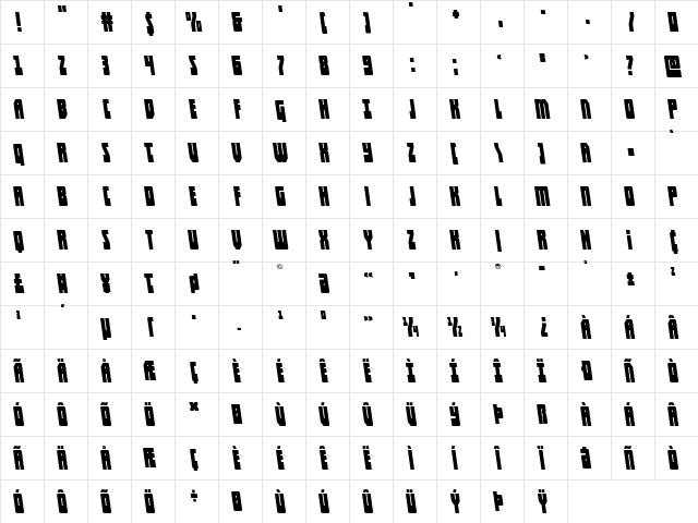 Elastic Lad Expanded Leftalic Regular  glyph index