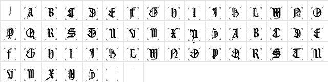 GothicCapsB Regular  glyph index