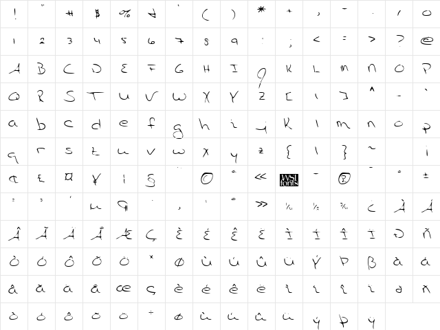LEHN055 Regular  glyph index
