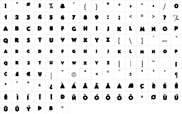2 Bruiser DNA Regular  glyph index