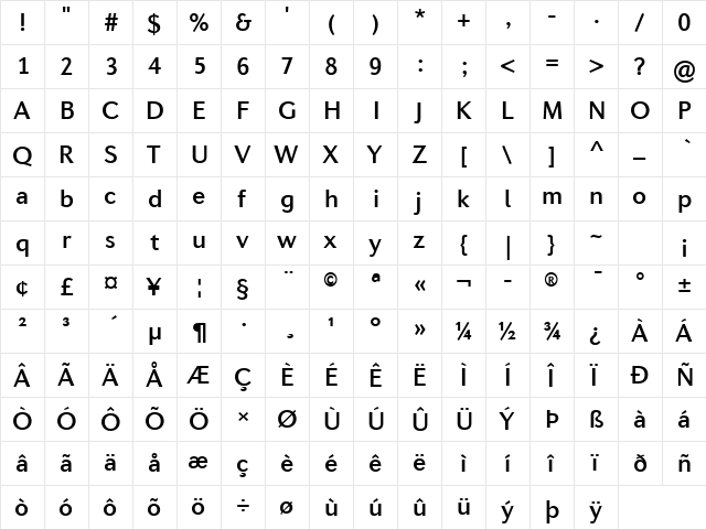 Diverda Sans Com Medium  glyph index