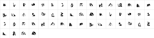 New Regular  glyph index