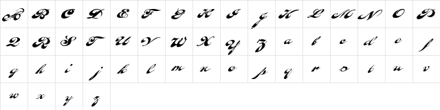 LHF Heavy Sign Script Regular  glyph index