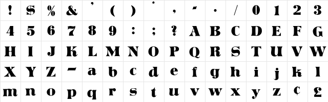 ArticulaDisplaySSi Regular  glyph index