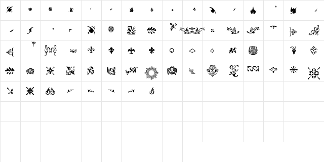 JournalDingbatsFiveSSK Regular  glyph index