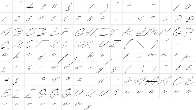 Righthand Signature Regular  glyph index