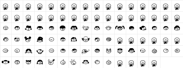 Chickabiddies Regular  glyph index