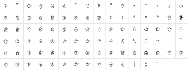 LD Angelwings Regular  glyph index