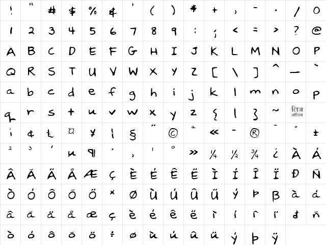 LEHN037 Regular  glyph index