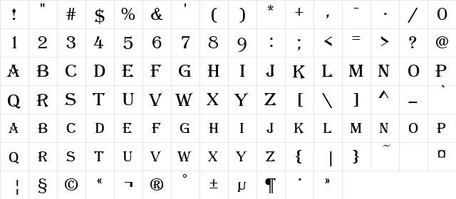a_AlgeriusCaps Regular  glyph index