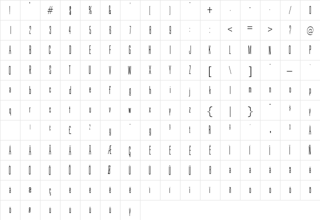 Goldhawk Regular  glyph index