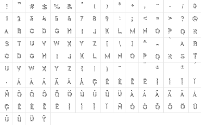 Unique Line Regular  glyph index