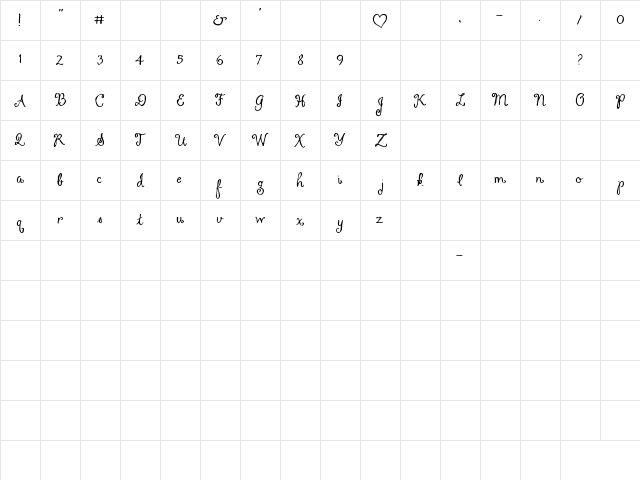 Want You Back Regular  glyph index