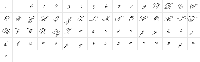 Anglia Olde Standard Regular  glyph index