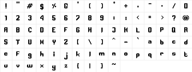 Road Track Regular  glyph index