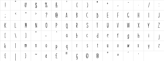 Dream Arranger Regular  glyph index