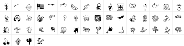 KR Katlings Three Regular  glyph index