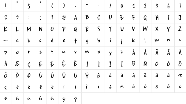 DK Splinterhand Regular  glyph index