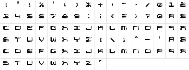 Shift Regular  glyph index