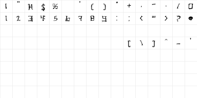 BN Grafity Regular  glyph index