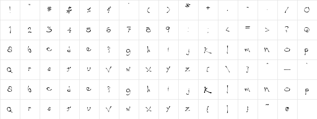 Wobble Regular  glyph index