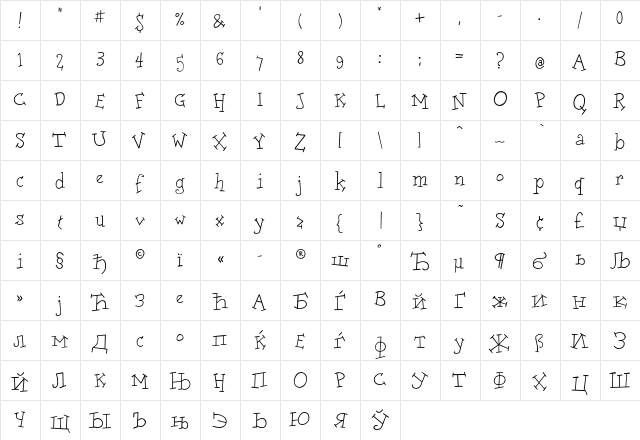 DoloresCyr-Light Regular  glyph index