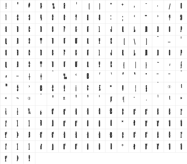 Exit Bold  glyph index