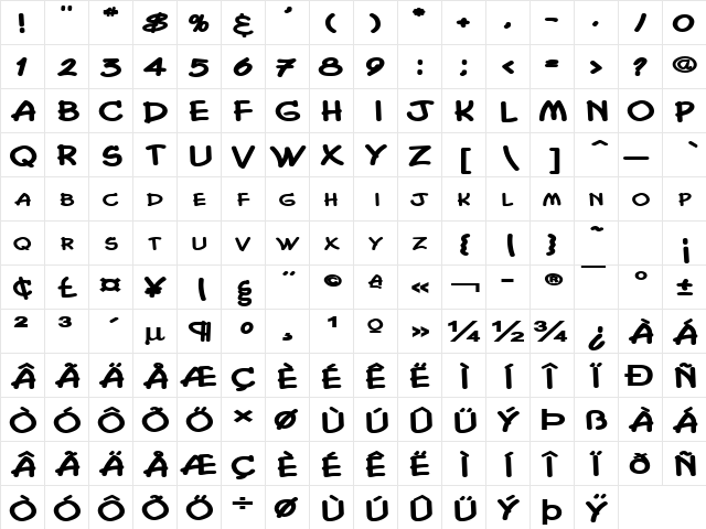 Chasm Extended Heavy Normal  glyph index