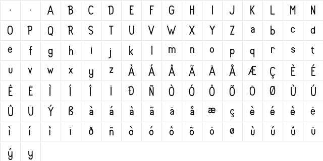 Rolhausen Regular  glyph index