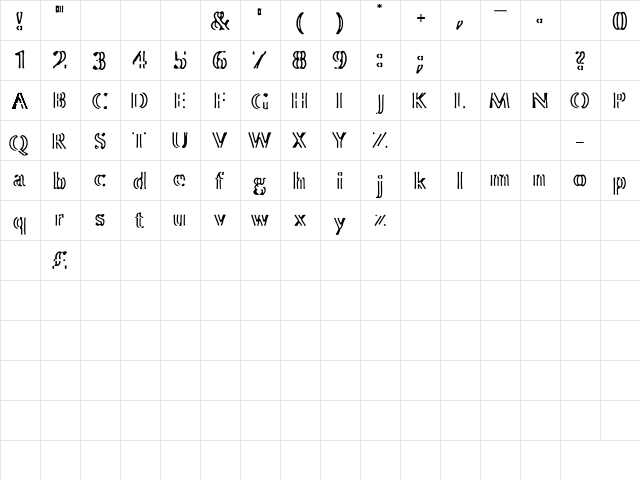 Colour Brush Regular  glyph index