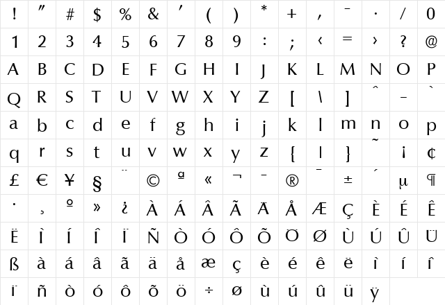 EricBecker Regular  glyph index