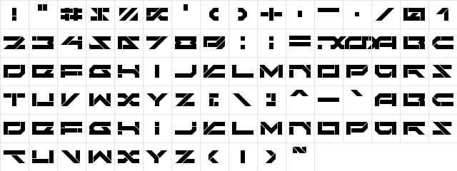 Darktech LDR Regular  glyph index