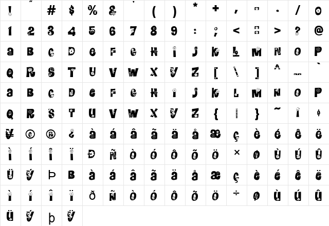 FZ UNIQUE 3 Normal  glyph index