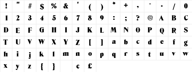 Kazan Display SSi Regular  glyph index
