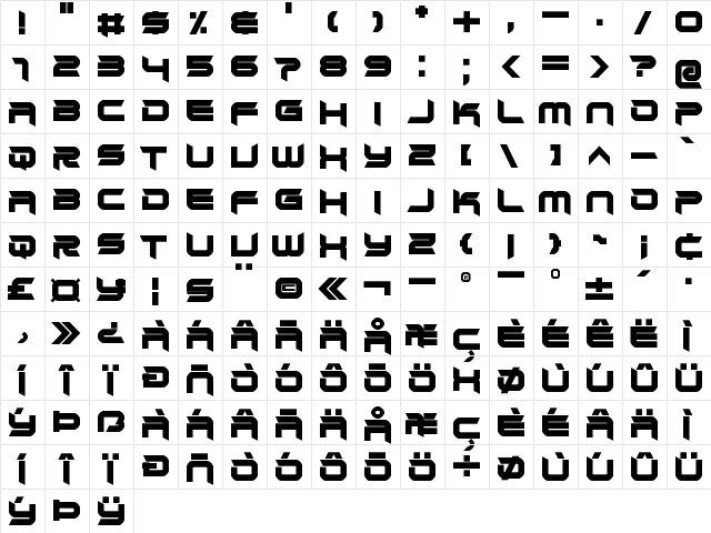 Incurable Prospect Regular  glyph index