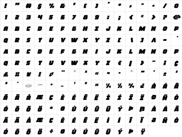 Frost Giant Expanded Italic Expanded Italic  glyph index