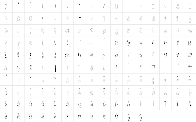 Instrument Regular  glyph index