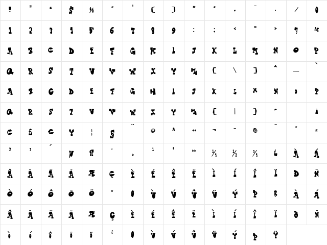 Finer Diner  Uptown Regular  glyph index